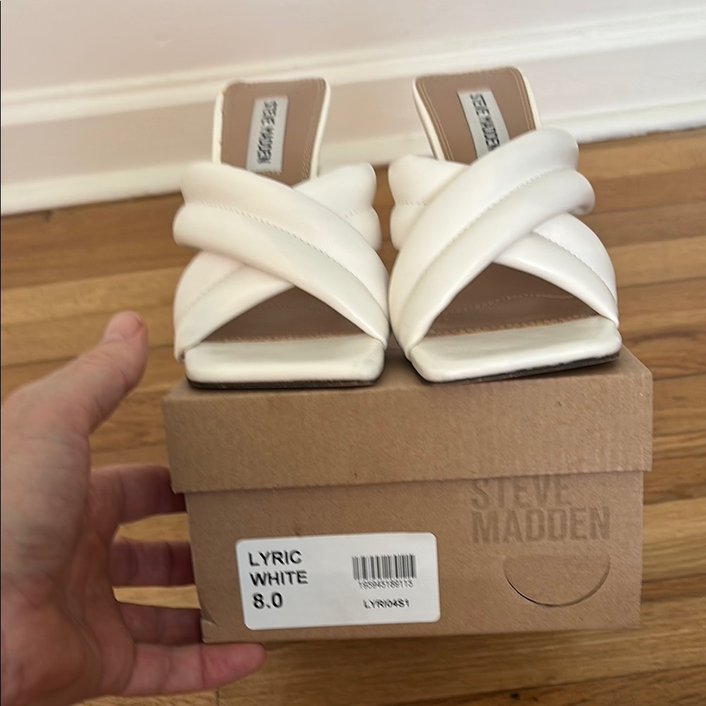 Steve Madden White Quilted Mules